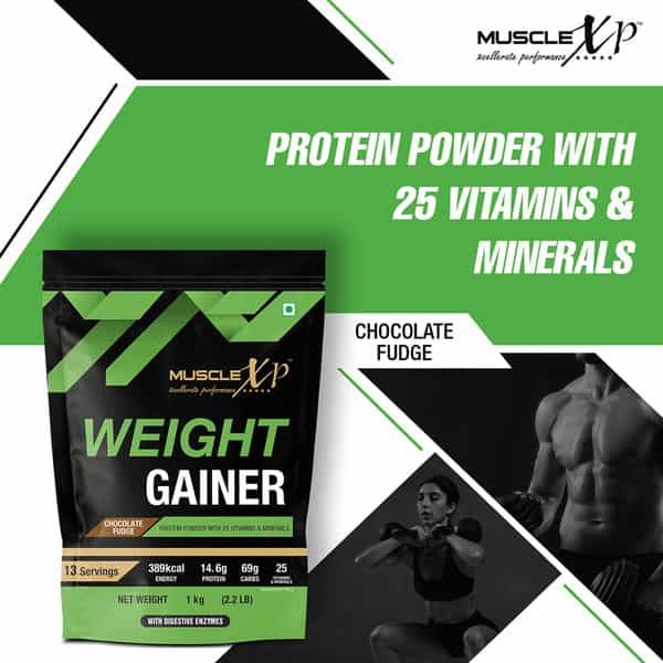 Musclexp Weight Gainer Chocolate Fudge 1Kg Pouch (2.2 Lb) X Pack Of 2