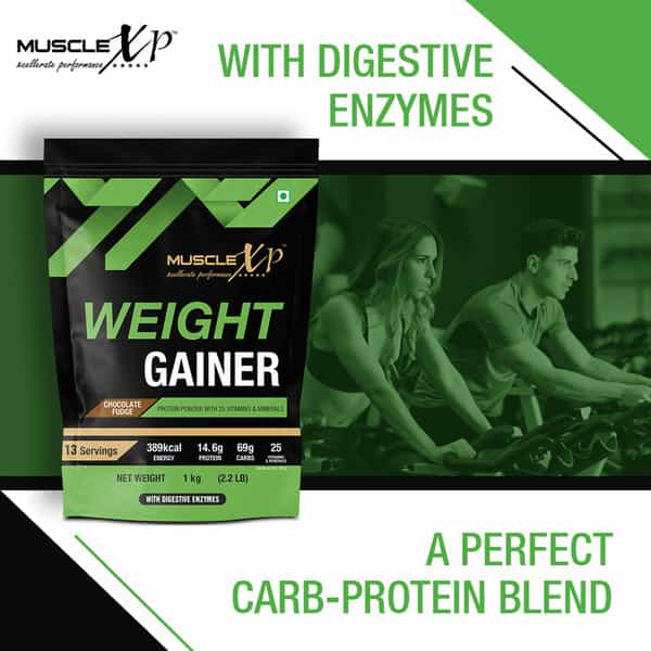 Musclexp Weight Gainer Chocolate Fudge 1Kg Pouch (2.2 Lb) X Pack Of 2