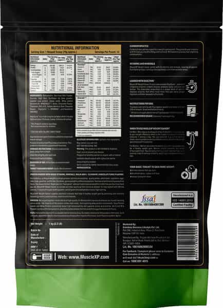 Musclexp Weight Gainer Chocolate Fudge 1Kg Pouch (2.2 Lb) X Pack Of 2
