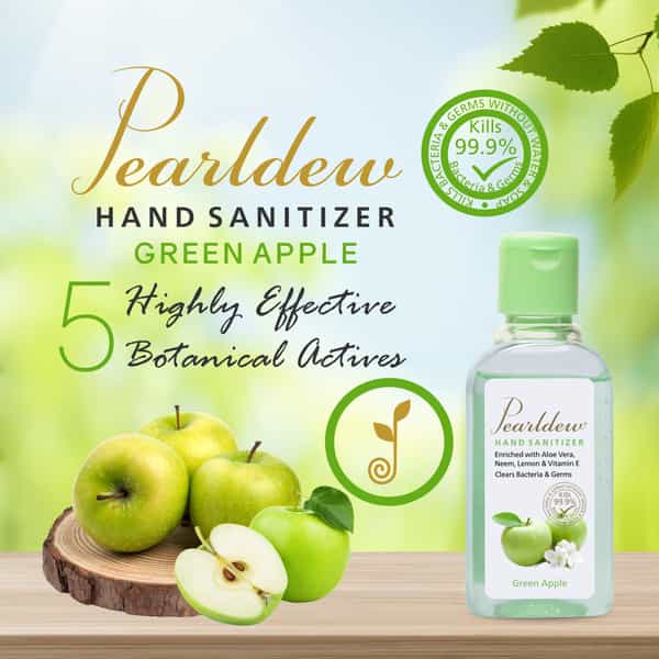 Pearldew Hand Sanitizer (Gel) Green Apple 60 Ml - Pack Of 4