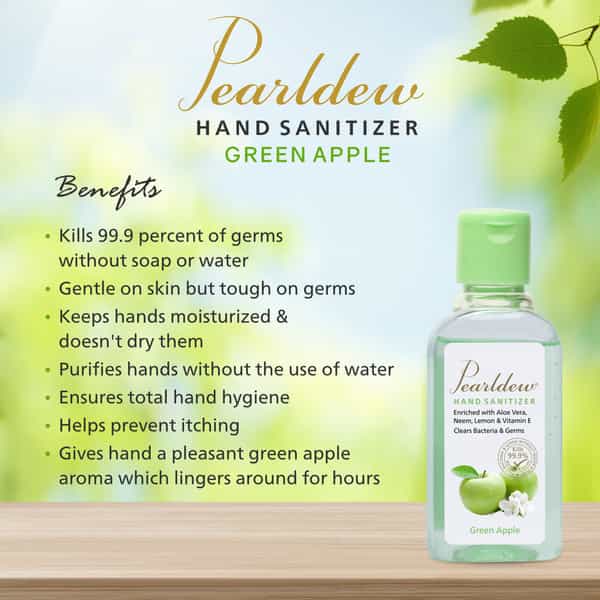 Pearldew Hand Sanitizer (Gel) Green Apple 60 Ml - Pack Of 4