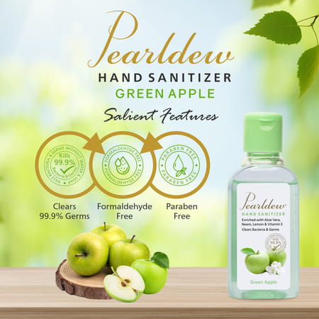 Pearldew Hand Sanitizer (Gel) Green Apple 60 Ml - Pack Of 4