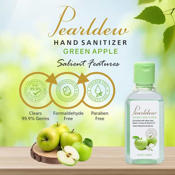 Pearldew Hand Sanitizer (Gel) Green Apple 60 Ml - Pack Of 4