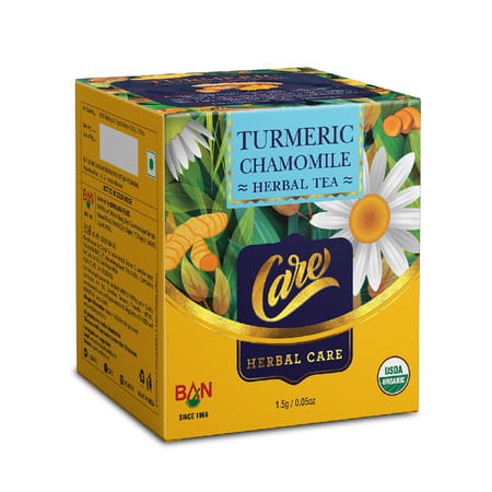 Care Chamomile Turmeric Herbal Green Tea 15 Tea Bags |Usda Certified Caffeine Free