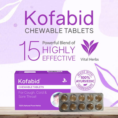 Kofabid Chewable Tablets (1 X 10 Blister) | For Cough | Sore Throat & Soreness (Pack Of 10)