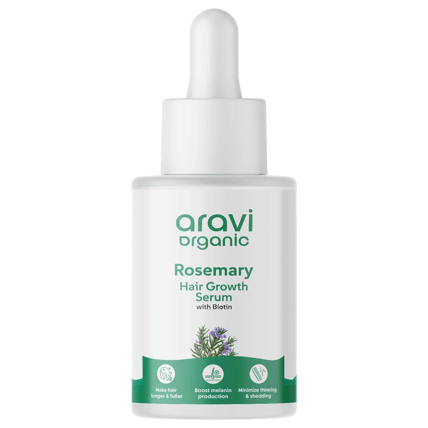 Aravi Organic Rosemary Hair Growth Serum With Biotin - Strengthens Hair - 30ml