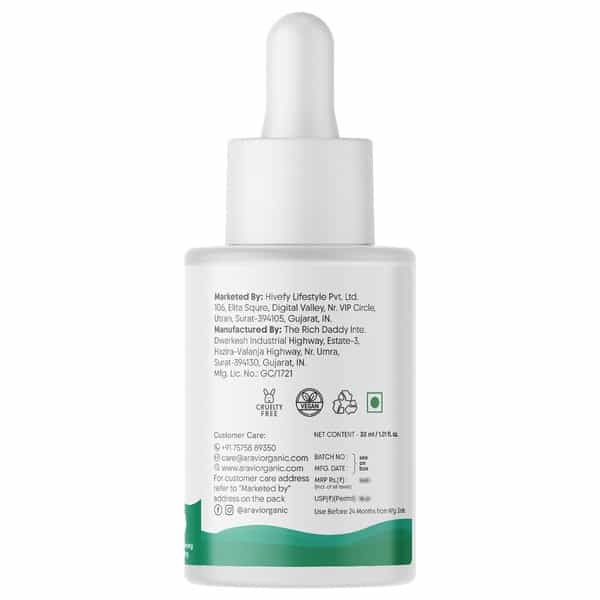 Aravi Organic Rosemary Hair Growth Serum With Biotin - Strengthens Hair - 30Ml