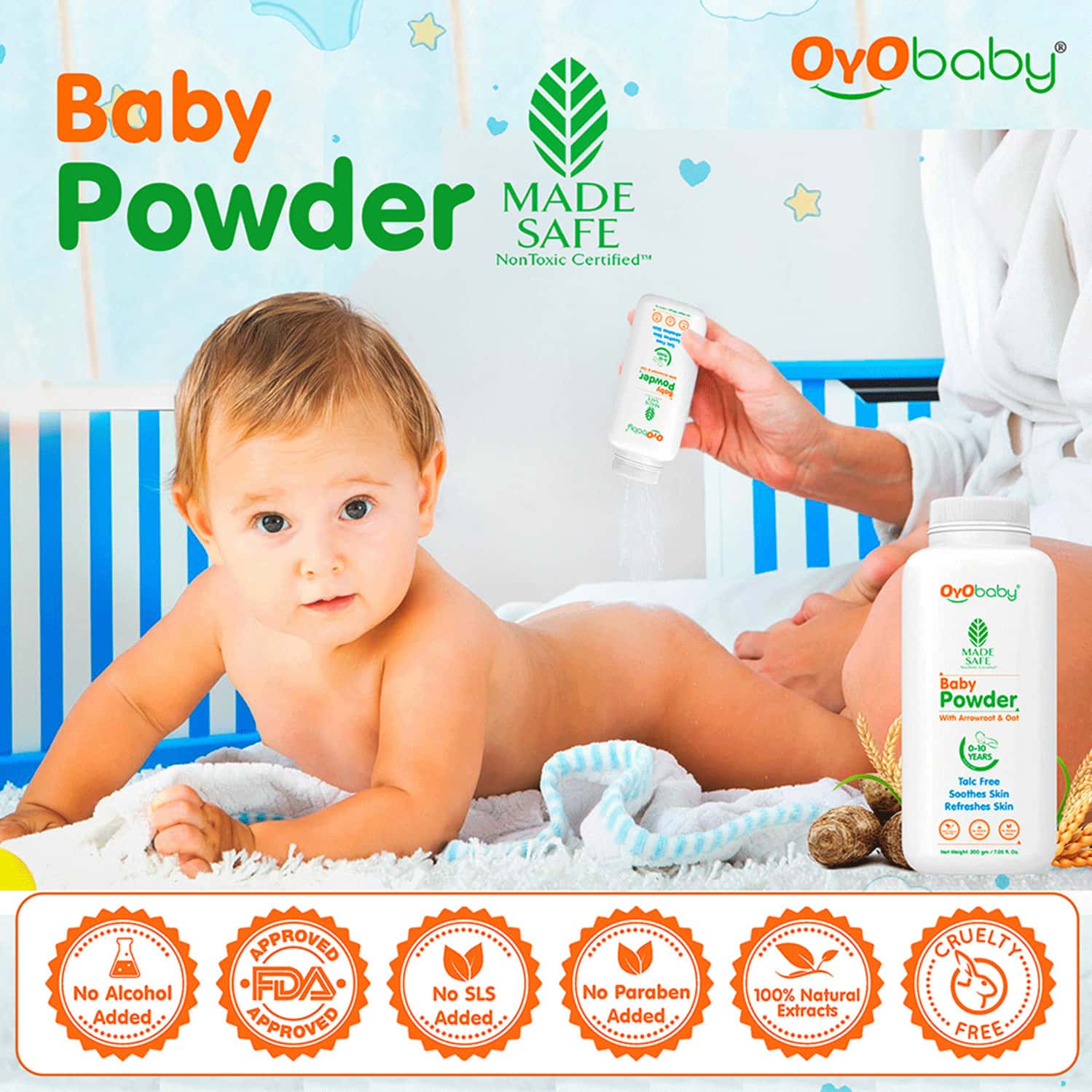 Buy OYO BABY NATURAL DUSTING BABY POWDER FOR NEW BORN BABIES 200GM