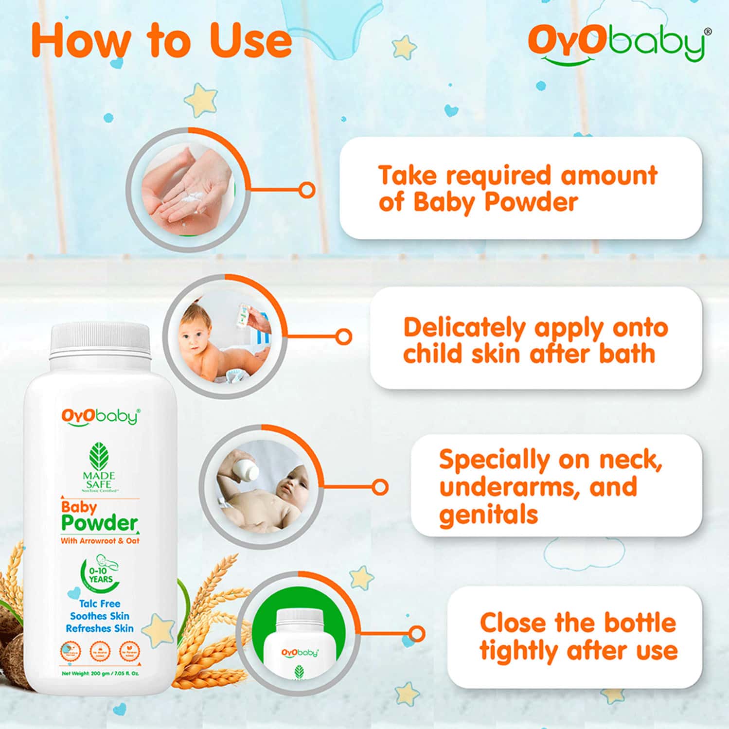 Buy OYO BABY NATURAL DUSTING BABY POWDER FOR NEW BORN BABIES 200GM