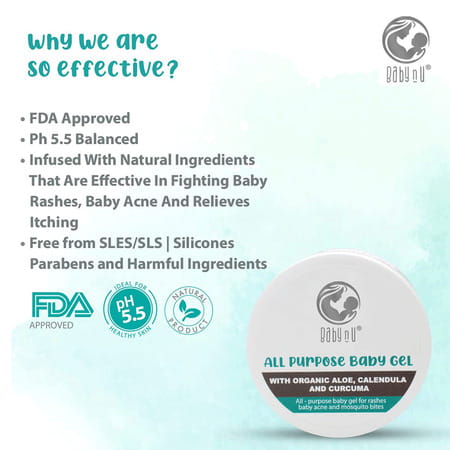 Babynu All Purpose Natural Baby Gel (50 Gms) And Natural Baby Massage Oil For Body And Hair (125 Ml)