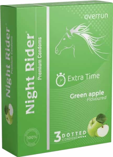 Night Rider Condom - Green Apple - 3'S