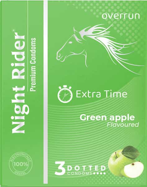 Night Rider Condom - Green Apple - 3'S