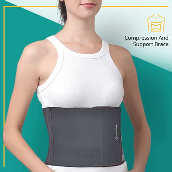 Pharmeasy Abdominal Binder / Waist Trimmer 8 - Supports Back - Gives Slimmer Look - Universal