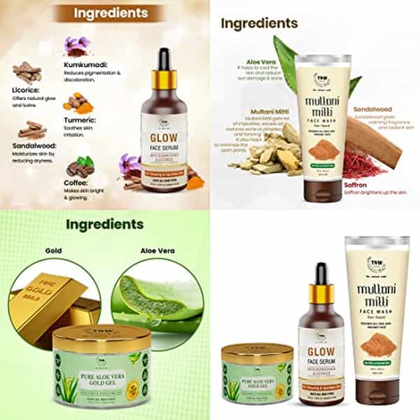 Tnw The Natural Wash Combo Of 3 With Glow Face Serum | Multani Mitti Face Wash