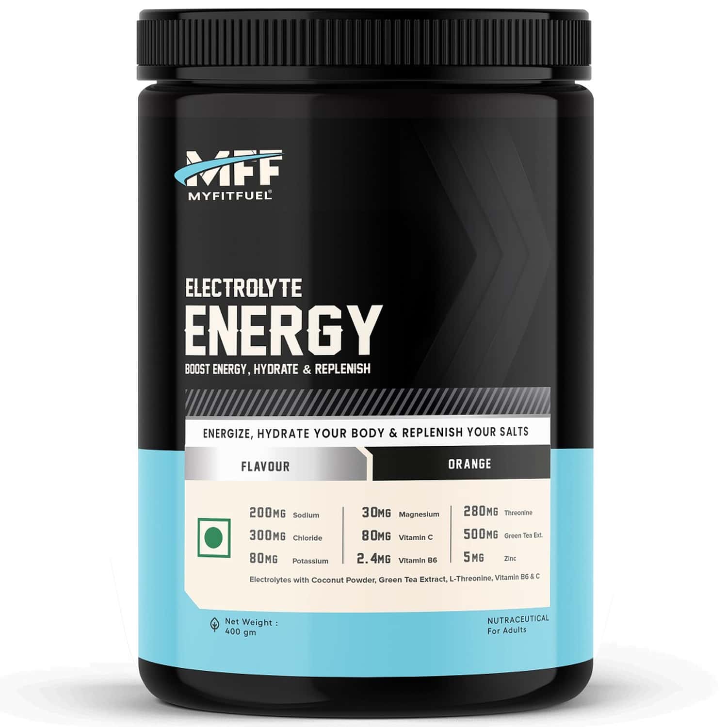 Myfitfuel Electrolyte Energy, Hydration, Replenishment +green Tea Extract, L-threonine (200g Orange)