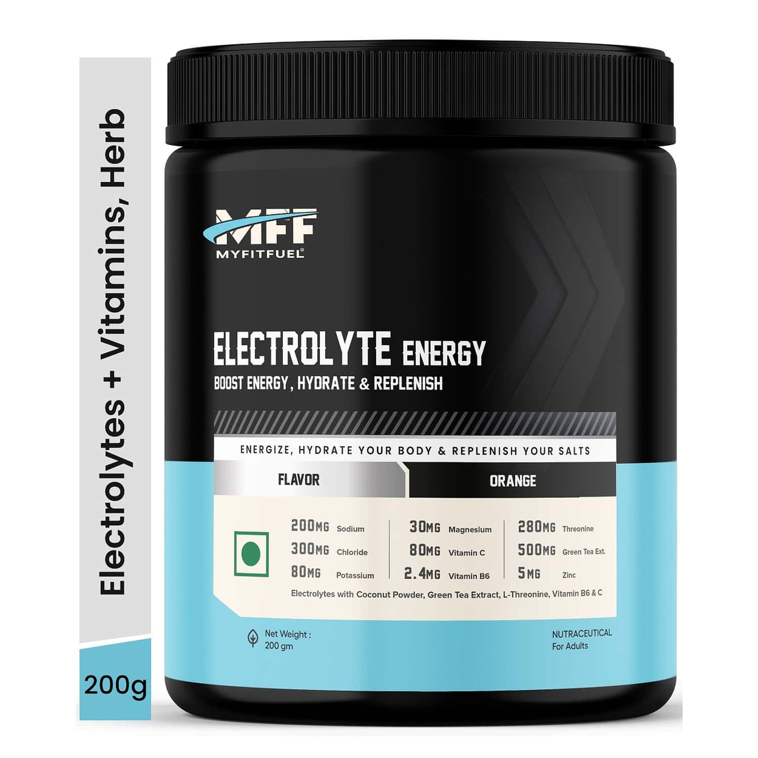 Myfitfuel Electrolyte Energy, Hydration, Replenishment +green Tea Extract, L-threonine (200g Orange)