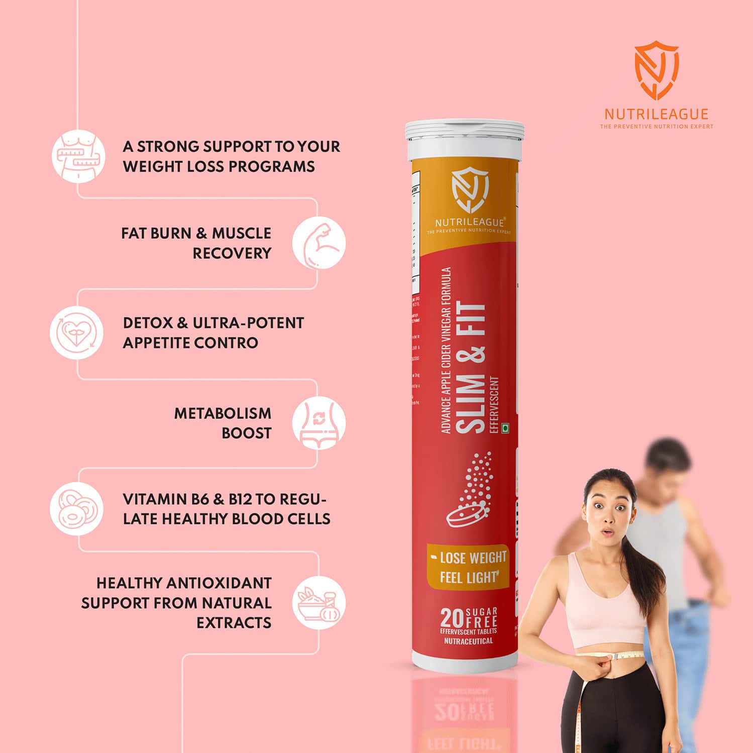 Buy NUTRILEAGUE SLIM & FIT EFFERVESCENT TABLET APPLE CIDER VINEGAR