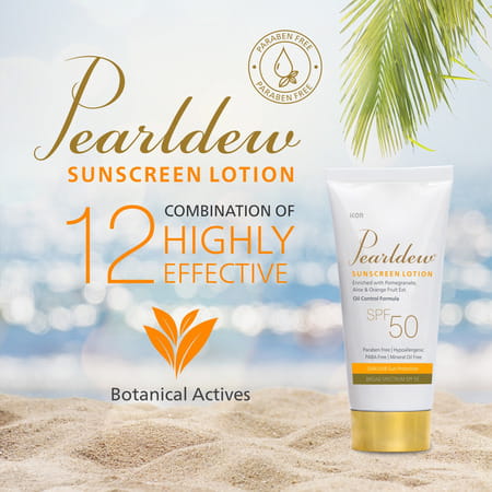 Pearldew Sunscreen Lotion (Spf 50) 50 Ml | With Aloe Vera | Uva & Uvb Protection (Pack Of 2)