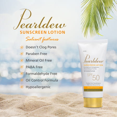 Pearldew Sunscreen Lotion (Spf 50) 50 Ml | With Aloe Vera | Uva & Uvb Protection (Pack Of 2)