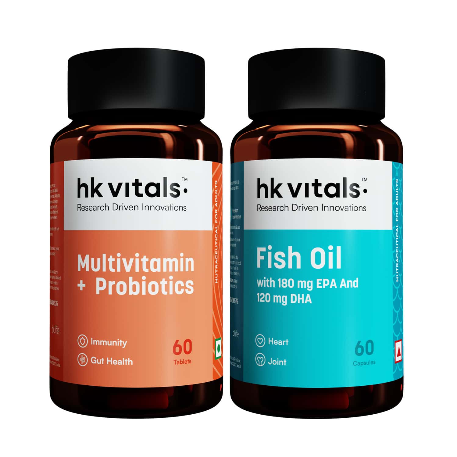 Hk Vitals Fish Oil And Multivitamin With Probiotics (60 Tablets Each) Combo Pack