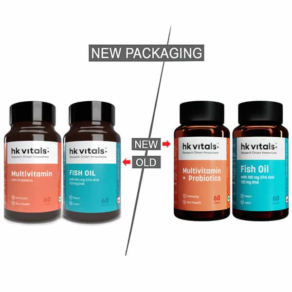 Hk Vitals Fish Oil And Multivitamin With Probiotics (60 Tablets Each) Combo Pack