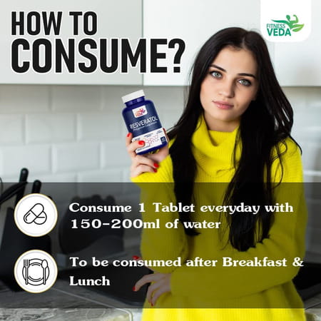 Fitness Veda99.9% Pure Trans Resveratrol 500mg Supplement Slow Down Aging