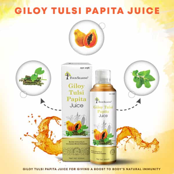 Four Seasons Giloy Tulsi Papita Juice 500Ml | Boost Immunity | Improve Digestion & Weight Loss