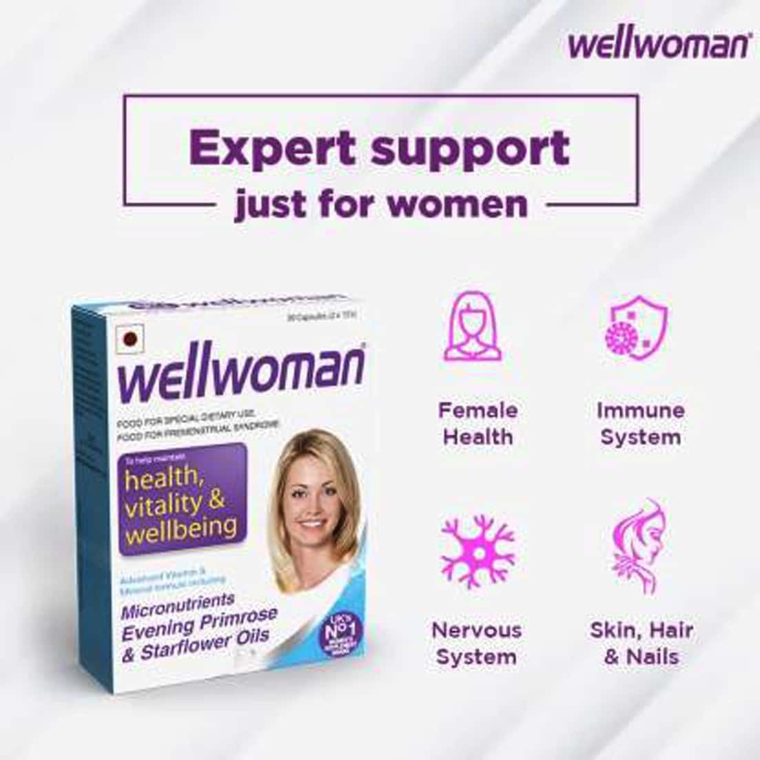Buy WELLWOMAN HEALTH SUPPLEMENTS WITH WELLMAN 30 TABLET FREE Online