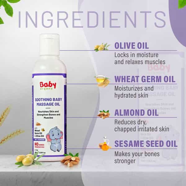 Babyorgano Newborn Massage Oil Super Blend Of 6 Ayurvedic Oils For Strenghthen Bones 100Ml X 2
