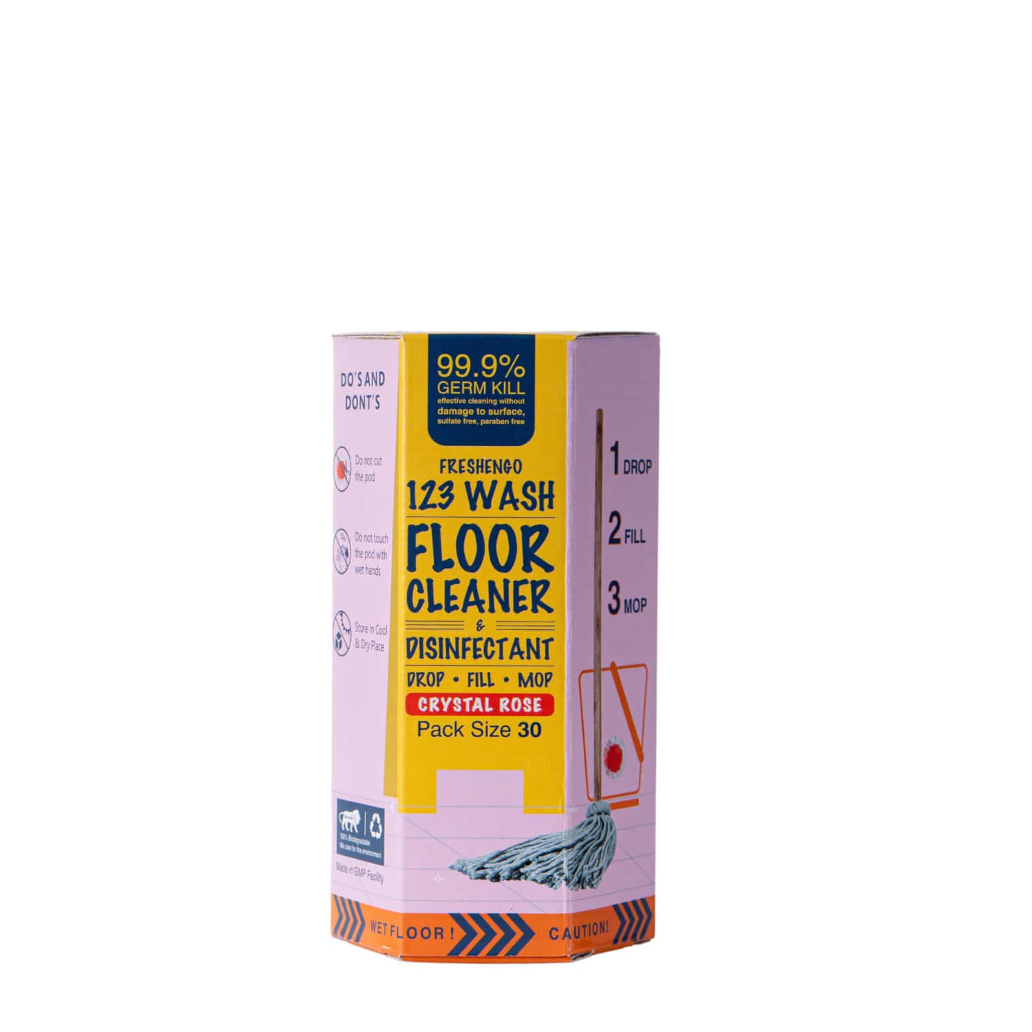 123wash Floor Cleaner And Disinfectant Crystal Rose (30 Pods)