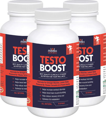 Mbdhwellness Testoboost-Ayurvedic Capsules For Muscle Gain-Gokhru Ashwangandha & More (Pack Of 3)