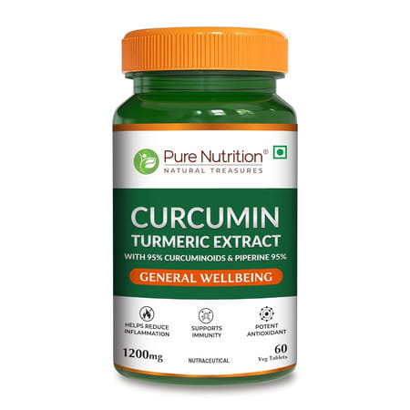 Pure Nutrition Curcumin Turmeric Extract Curcumin Tablets With Piperine For Healthy Joints - 60