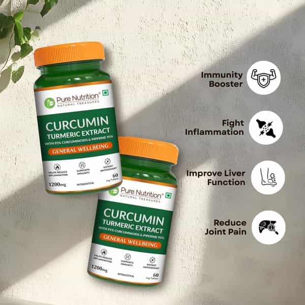 Pure Nutrition Curcumin Turmeric Extract Curcumin Tablets With Piperine For Healthy Joints - 60