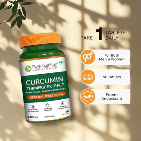Pure Nutrition Curcumin Turmeric Extract Curcumin Tablets With Piperine For Healthy Joints - 60