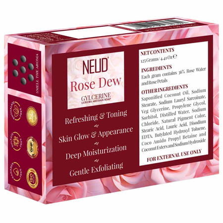Neud Rose Dew Glycerine Luxury Artisan Handmade Soaps Bar Skin Glow | Moisturization - 125gm