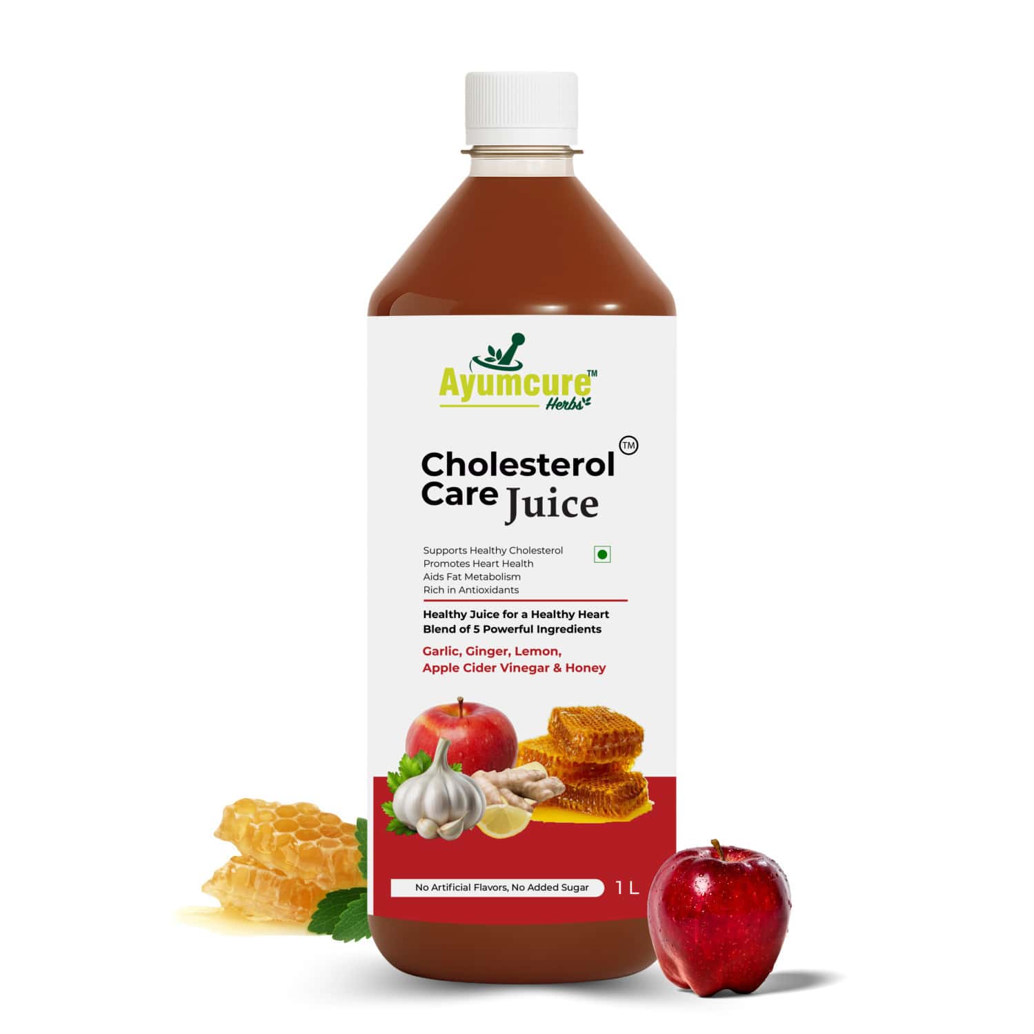 Ayumcure Cholesterol Care Juice | Ayurvedic Heart Health Drink | Sugar-free | Men & Women | 1l