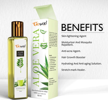 Go Woo Aloe Vera Carrier Oil 100% Pure Virgin & Undiluted Oil 100 Ml