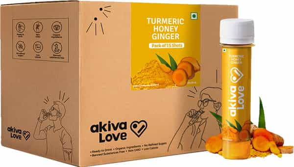 Akiva Love Turmeric Honey Ginger Immunity Booster Health Shots - 15 Shots