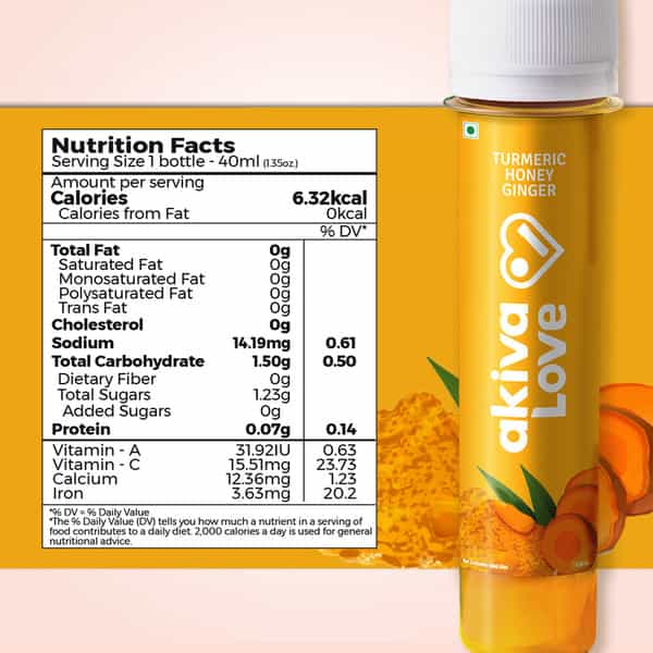 Akiva Love Turmeric Honey Ginger Immunity Booster Health Shots - 15 Shots