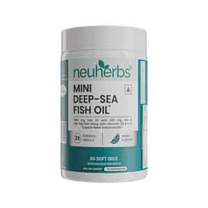 Neuherbs Mini Deep Sea Fish Oil - Omega 3 1000 Mg Epa & Dha With Vitamin D3 & E - 60 Capsules