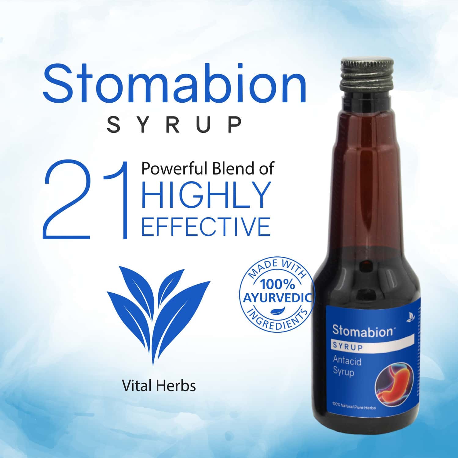 Buy STOMABION SYRUP 200 ML BLEND OF AYURVEDIC HERBS HELPS IN GAS AND