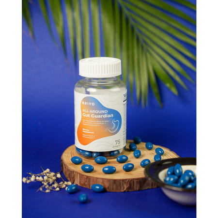 Briyo All Around Gut Guardian- 60 Billion Cfu Probiotics Prebiotics Digestive Enzymes & Herbs - 75n