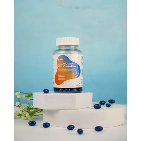 Briyo All Around Gut Guardian- 60 Billion Cfu Probiotics Prebiotics Digestive Enzymes & Herbs - 75n