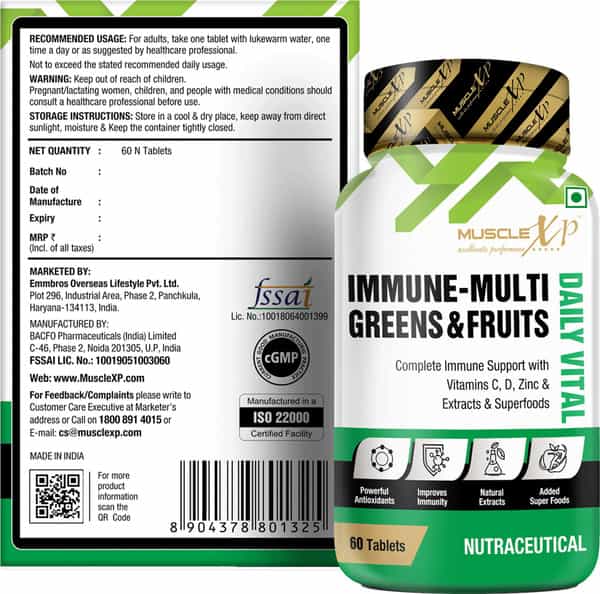 Musclexp Immune-Multi Greens & Fruits 60 Tablets (Pack Of 3)