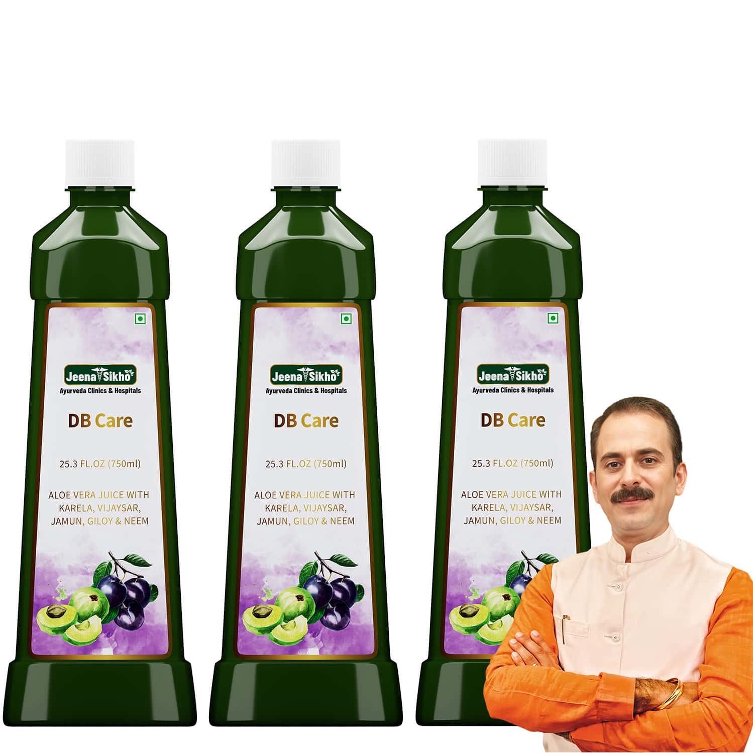 Jeena Sikho Db Care Juice | Natural Bp Care Juice | Aloe Vera, Karela, And Jamun - 750ml (pack Of 3)