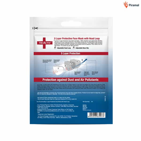Tri-Activ 5 Layer Protective Mask With Head Loop