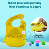 Baby Story Waterproof Baby Bib With Food Catching Pocket (Yellow)
