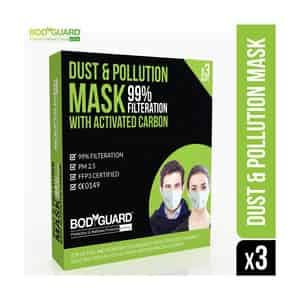 Bodyguard Pm 2.5 Anti Dust &Amp; Pollution Face Mask With Activated Carbon Unisex Pack Of 3