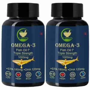 Fij Ayurveda Triple Strength Omega 3 Fish Oil - 1000mg - 60 Capsules (pack Of 2)