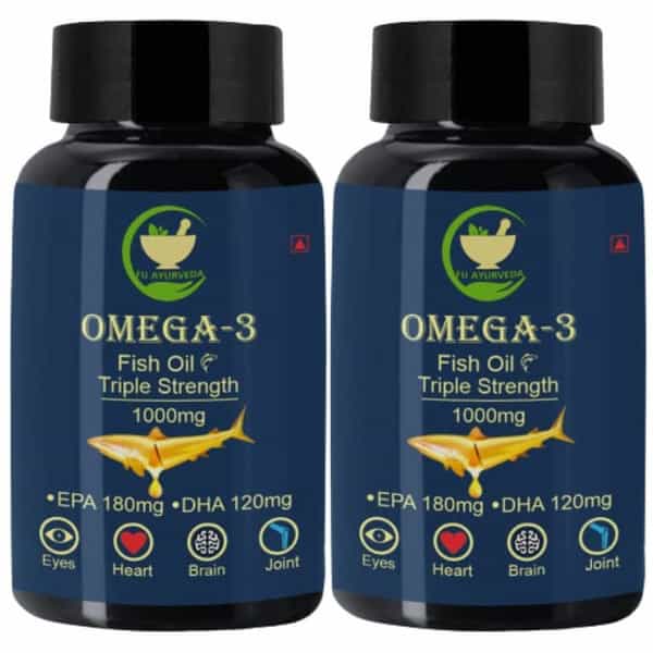 Fij Ayurveda Triple Strength Omega 3 Fish Oil - 1000Mg - 60 Capsules (Pack Of 2)